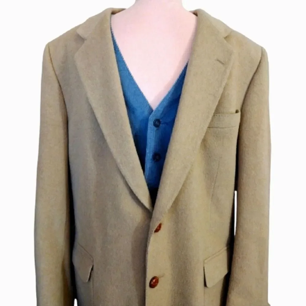 VTG 90s Bergren's Tacoma‎ Beige Camel Hair Blend Sport Coat Blazer SZ 42R